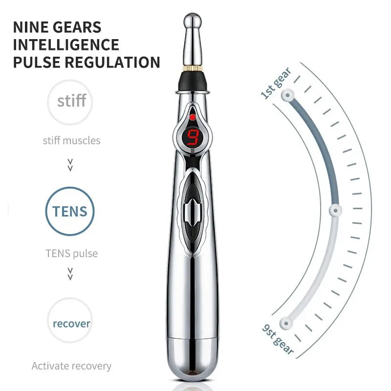 Electronic Acupuncture and Meridian Energy Pen – A versatile massage tool for targeting acupuncture points, providing pain relief and balancing energy. This plastic, battery-free pen is perfect for acupuncture, moxibustion, and meridian massage