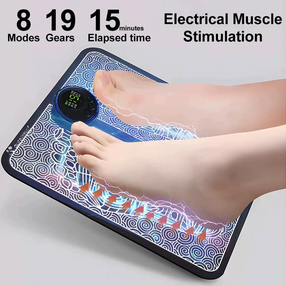 Electric EMS Foot Massager Pad Relief Pain Relax Shock Muscle Stimulation Improve Blood Circulation Feet Acupoints Massage Mat