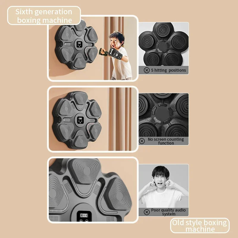 Smart Music Boxing Machine – Wall-mounted, Bluetooth-enabled punching target for kids and adults. Ideal for home training, it enhances workouts with interactive, music-driven exercises